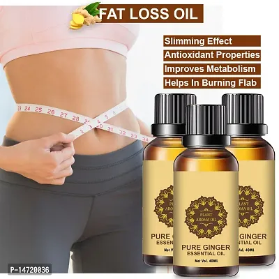 Ginger Essential Oil | Ginger Oil Fat Loss | Fat Burning oil,slimming oil, Fat Burner,Anti Cellulite  Skin Toning Slimming Oil For Stomach, Hips  Thigh Fat loss (40ML) (PACK OF 3)