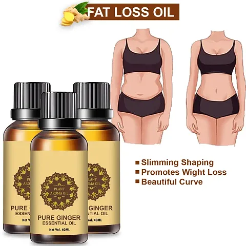 Ginger Essential Oil | Ginger Oil Fat Loss | For Belly Drainage Ginger Massage Oils For Belly / Fat Reduction Pack of 3