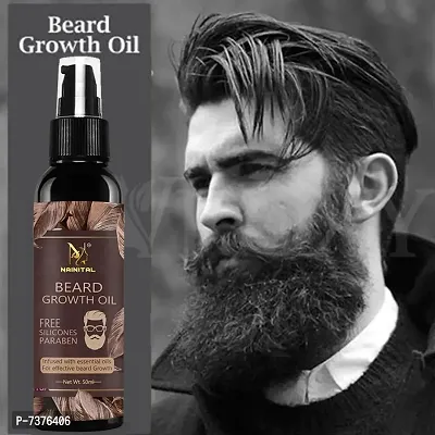 NAINITAL Beard Growth Oil - 50ml - More Beard Growth, 8 Natural Oils including Jojoba Oil, Vitamin E, Nourishment  Strengthening, No Harmful Chemicals Hair Oil  (50 Ml