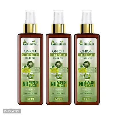 CHITAAKSH Onion Strength Hair Oil for Hair Regrowth, With Amla, Brahmi  Bhringraj Hair Oil  (300 ml)-thumb0