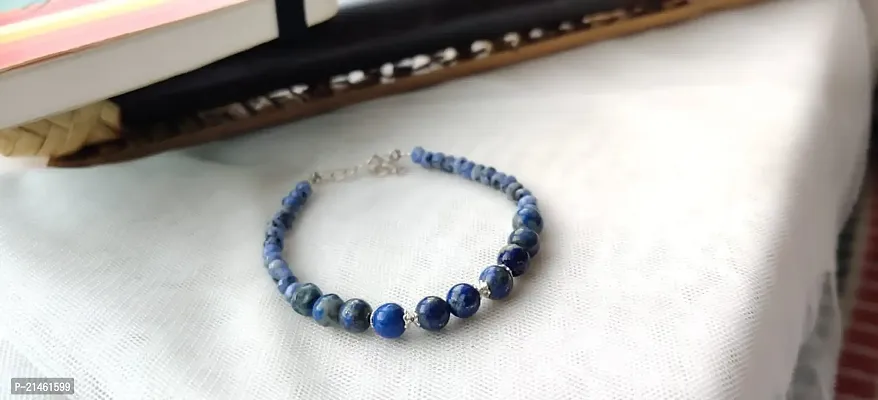 925 Sterling Silver Lapis Lazuli Crystal Bracelet For Clarity of Thought  Perception (Pack of 1)-thumb0