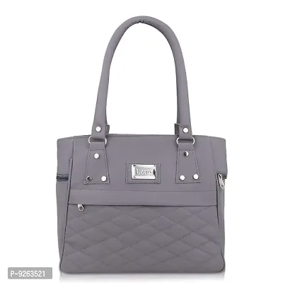 Grey Pu Self Pattern Handbags For Women