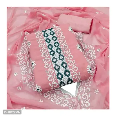 KANHA TEXTILE Women Georgette Solid Casual Unstiched Suit Fabric (Pink) (Free Size) -159