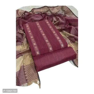 KANHA TEXTILE Women Cotton Silk Embroidered Casual Unstiched Salwar Suit Material (Maroon::Gold) (Free Size) -199