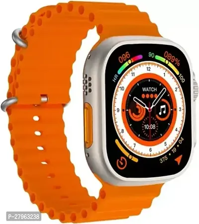 New T800 Series 8 Ultra Smart Watch HD 1.99 Inch Display Smart Smartwatch (Orange Strap/ Free  Size)-thumb0