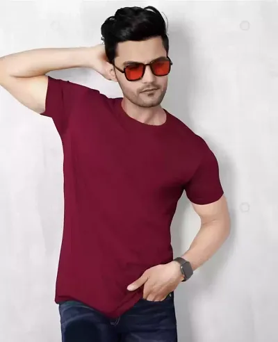 Men Half Sleeve Round Neck Plain Regular Fit T-Shirt