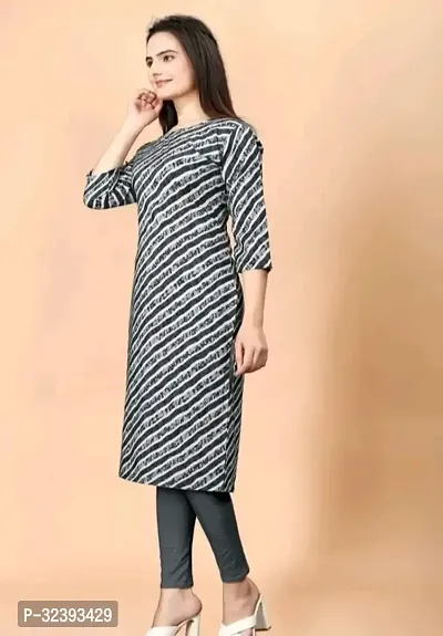 Stylish Black Crepe Printed Straight Kurta For Women-thumb0