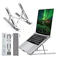 Apcwell Tabletop Laptop Stand Ergonomic Foldable Portable Laptop Stand Holder Compatible for MacBook, HP, Dell, Lenovo  All Other Notebook (Sliver)-thumb1