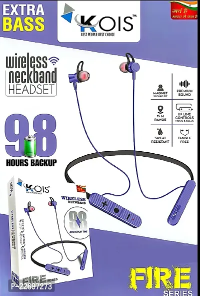 Apcwell For Kois Bluetooth Neckband Earphones, In-Ear Headphones with Mic, Deep Bass, Clear Calls, Magnetic Earbuds 36 her battery backup