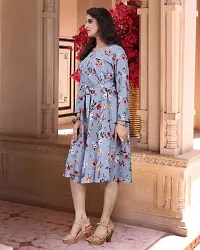 Stylish Cotton Blend Printed Dress For Women-thumb1