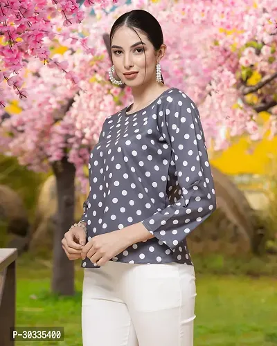 Elegant Grey Crepe Printed Top For Women-thumb2