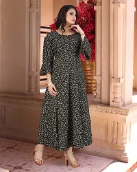 Stylish Black Cotton Blend Printed Fit And Flare Dress For Women-thumb1