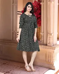 Stylish Black Cotton Blend Printed A-Line Dress For Women-thumb2