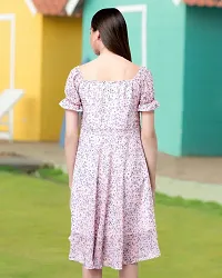 Stylish Pink Georgette Printed A-Line Dress For Women-thumb1