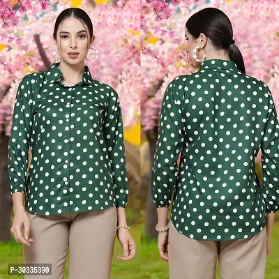 Elegant Green Crepe Printed Top For Women