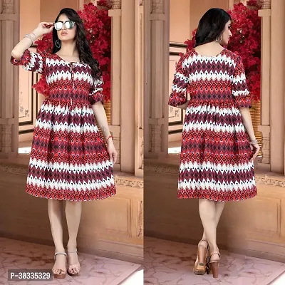 Stylish Cotton Blend Printed Dress For Women-thumb0