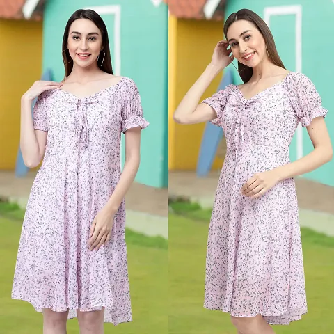 Stylish Georgette A-Line Dress For Women