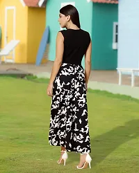 Stylish Black Cotton Blend Printed Fit And Flare Dress For Women-thumb1