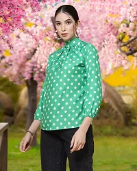 Elegant Green Crepe Printed Top For Women-thumb1