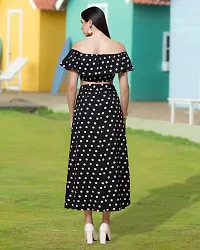 Stylish Black Crepe Printed A-Line Dress For Women-thumb1