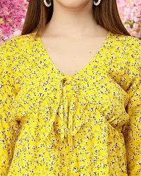 Elegant Yellow Crepe Printed Top For Women-thumb2