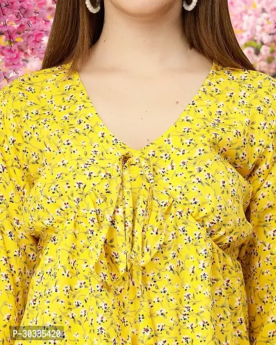 Elegant Yellow Crepe Printed Top For Women-thumb3