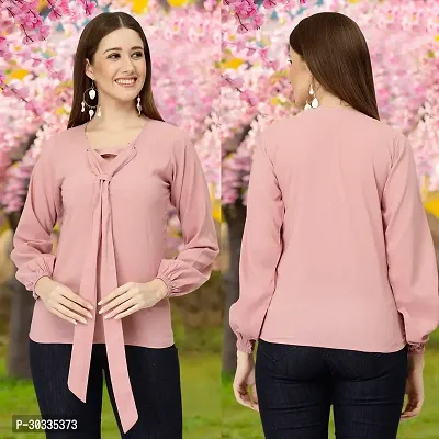 Elegant Pink Georgette Solid Top For Women