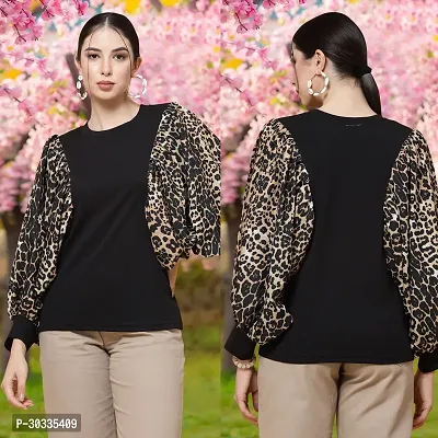 Elegant Black Cotton Blend Solid Top For Women