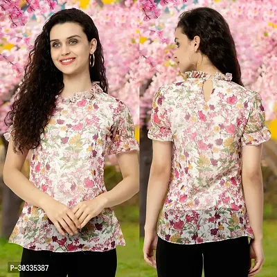 Elegant Pink Georgette Printed Top For Women