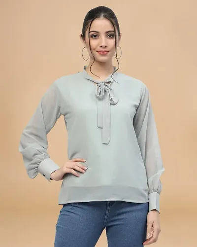 Stylish Fancy Georgette Solid Top For Women