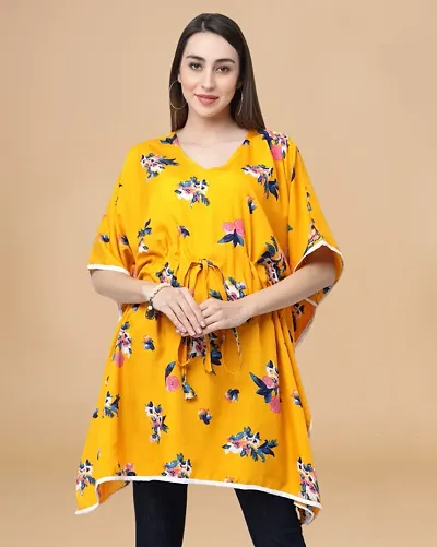 Stylish Fancy Crepe Regular Length Kaftan Top For Women