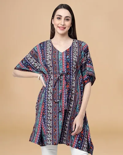 Stylish Fancy Crepe Regular Length Kaftan Top For Women