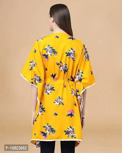 Womens Crepe Yellow Floral Regular Kaftaan-thumb3