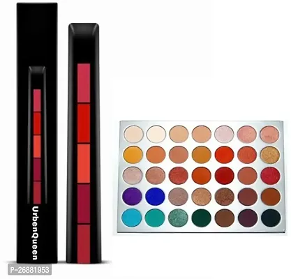 Makeup combo Fab 5 (5 In 1 Lipstick) Plus Eyeshadow The Hill Palette 70 G (Set Of 2)