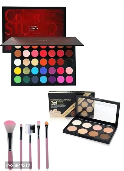 Color Studio Eye Shadow Palette And Contour Highlighter Concealer And Set Of 5 Brushes ( 3 Items )-thumb0