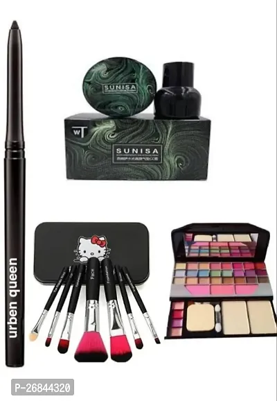 Kajal And Tya 6155 Makeup Kit And Set Of 7 Brushes And Sunisa Foundation Waterproof Cc Cream Foundation ( 4 Items )-thumb0