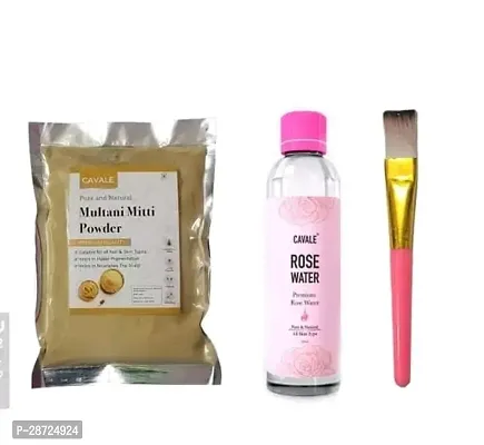 New Multani Mitti Power And Rose Water With 1 Pieces Brush Combo-thumb0