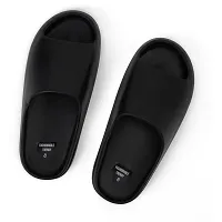 Fashionable Trendy Rexine Flip Flips Slippers black colour-thumb3