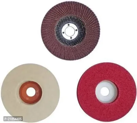 4Inch Wheel Set 1Pc Flap 1Pc Felt And 1Pc Buffing Wheel (Pack Of 3Pc )