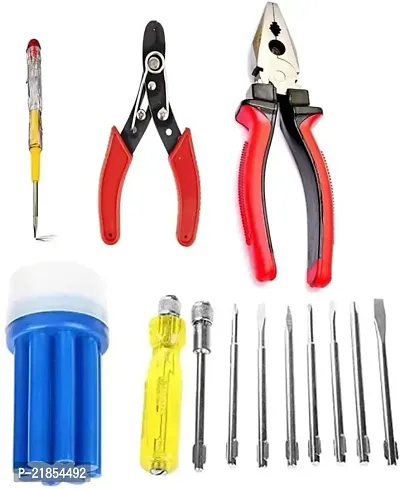 India Hand Tool Kits (Plier, Wirecutter, Line Tester, Screwdriver Set) 4Pcs-thumb0