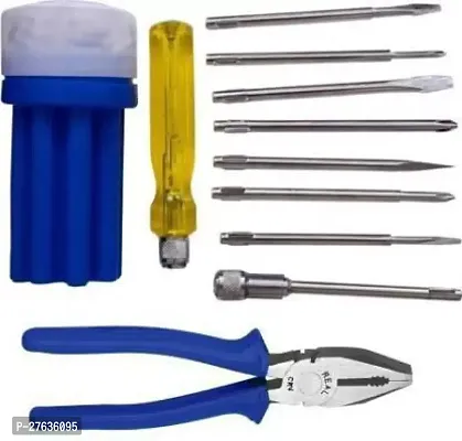 Trishul SET OF  Blue Plier, And Screwdriver Set Blue with Hand Tool Kit (total 10 Tools}