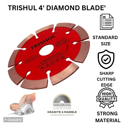 Trishul Marble diamond blade 4 110times;20mm RPM 12000 MAX 80M/S suitable for cutting marble, tiles, stone, brick, and granite best for Construction workers RED pack of 1-thumb2