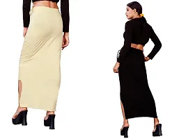 Women's Saree Shapewear/Petticoat. Drawstring Cotton Blended Shapewear dori Dress for Saree.Beige Black L-thumb1