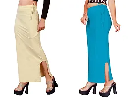 Women's Saree Shapewear/Petticoat. Drawstring Cotton Blended Shapewear dori Dress for Saree.Beige FIROZI XXL Blue-thumb3