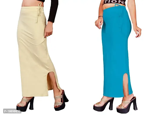Women's Saree Shapewear/Petticoat. Drawstring Cotton Blended Shapewear dori Dress for Saree.Beige FIROZI XXL Blue-thumb4