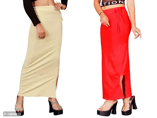 Women's Saree Shapewear/Petticoat. Drawstring Cotton Blended Shapewear dori Dress for Saree.Beige RED XL-thumb3