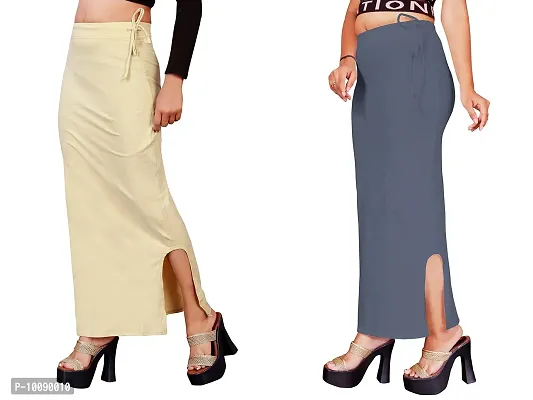 Women's Saree Shapewear/Petticoat. Drawstring Cotton Blended Shapewear dori Dress for Saree.Beige Grey XL-thumb3