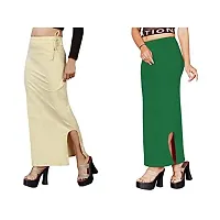 Women's Saree Shapewear/Petticoat. Drawstring Cotton Blended Shapewear dori Dress for Saree.Beige Green M-thumb2