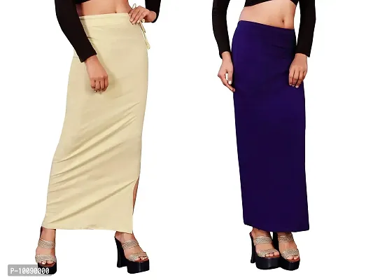 Women's Saree Shapewear/Petticoat. Drawstring Cotton Blended Shapewear dori Dress for Saree.Beige NAVYBLUE M-thumb4
