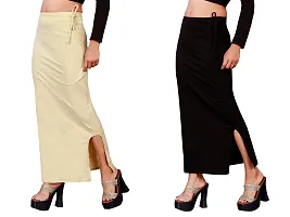 Women's Saree Shapewear/Petticoat. Drawstring Cotton Blended Shapewear dori Dress for Saree.Beige Black XXXL-thumb2